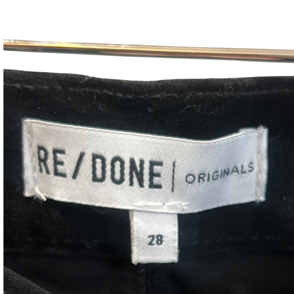 Re/Done Originals Black Velvet High Rise Button Fly Skinny Jeans Size 28 View 2